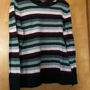 Vince Camuto Striped Crewneck Sweater in Mint, Navy, Burgundy, White